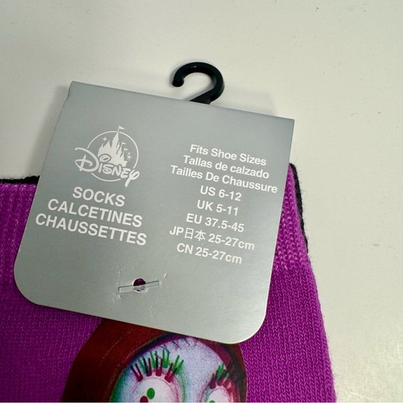 NWT. Disney Socks for Adults - Jack Skellington and Sally Black & purple sz 6-12 - Picture 3 of 13